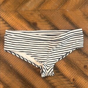 Victoria's Secret White Cheeky Bikini Bottoms with Black Trim